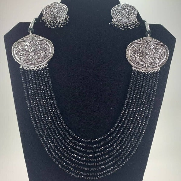Oxidized Plated Necklace Set with Earrings