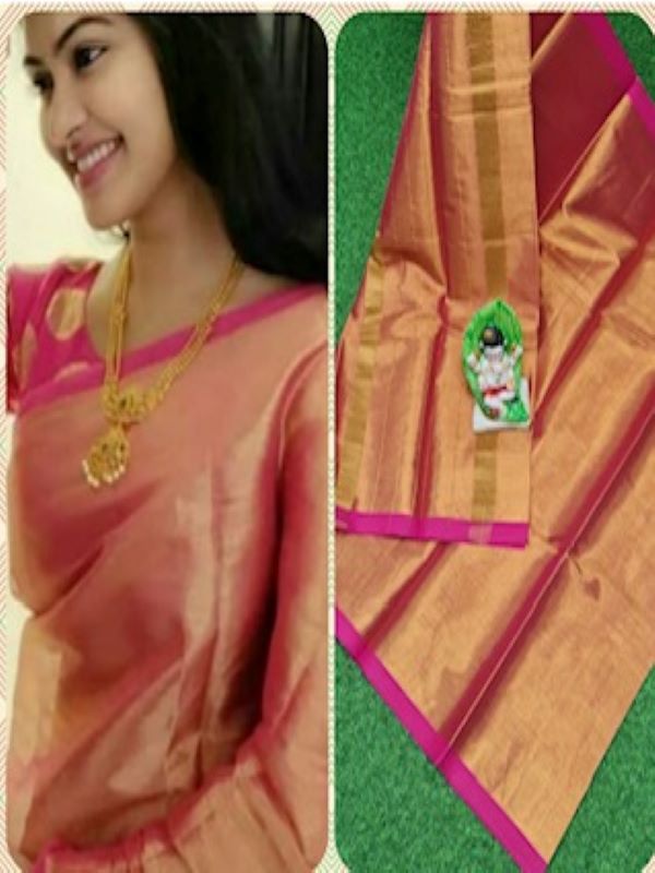 Tissue Saree With Unstitched Blouse