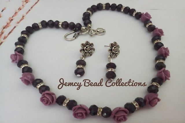 Amethyst Color Roses with Purple Opaque Crystals