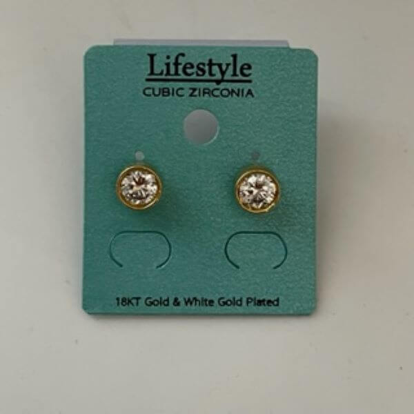 Cubic Zirconia Gold Plated With White Stone Earring