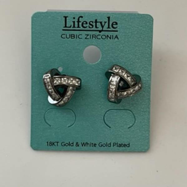 Cubic Zirconia Knot Stud Earring