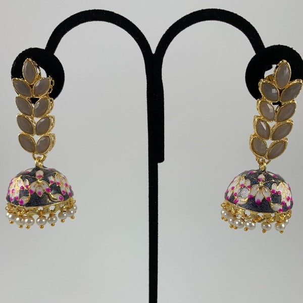 Glass Stone Meenakari Earrings