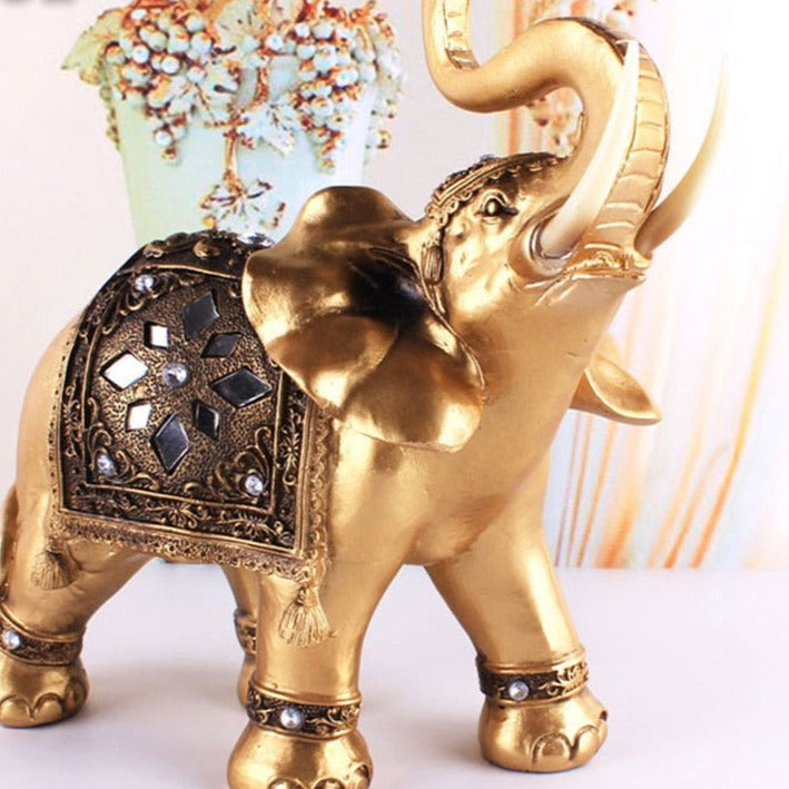 Golden Resin Elephant Statue