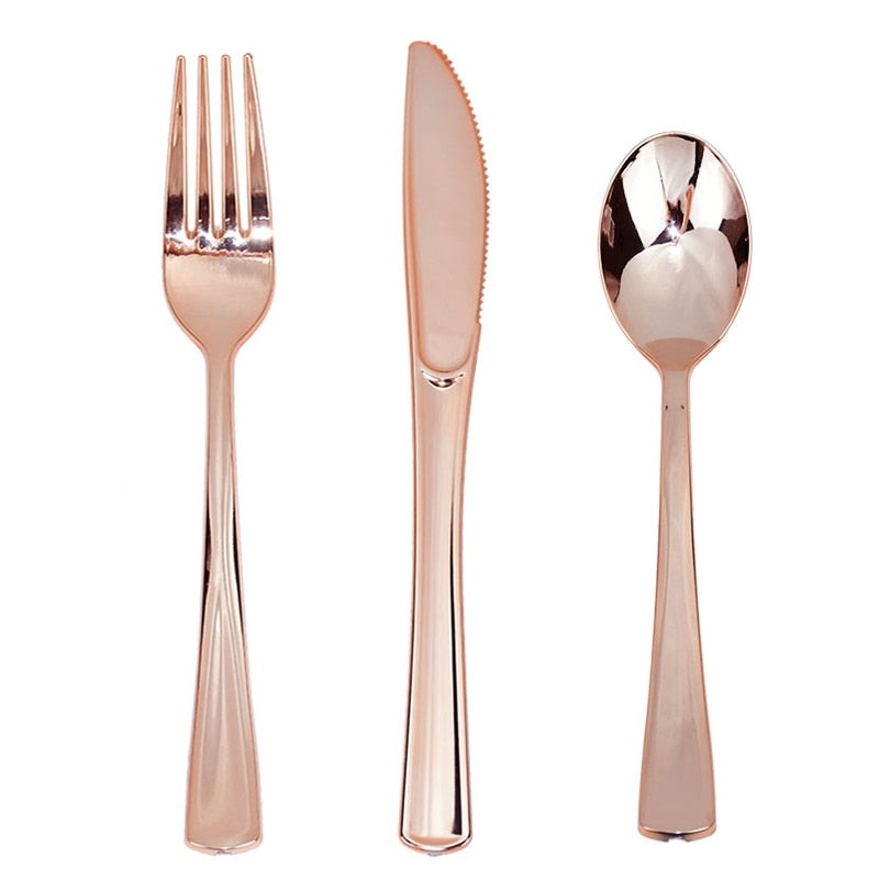 Rose Gold Plastic Disposable Tableware