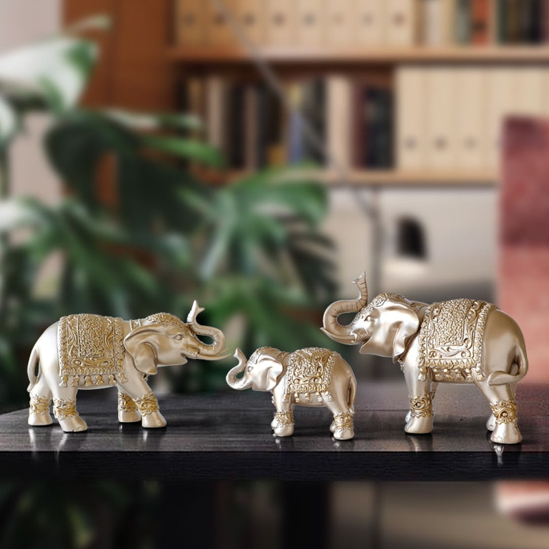 Resin Family Elephant Figurine
