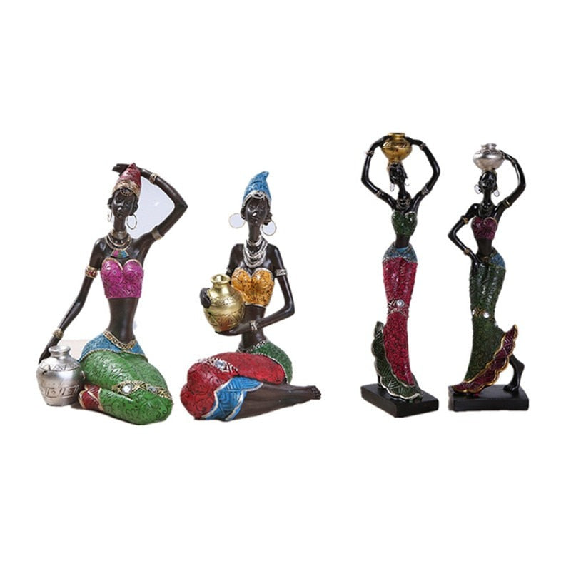 Resin Ethnic Style African Beauty Figurines