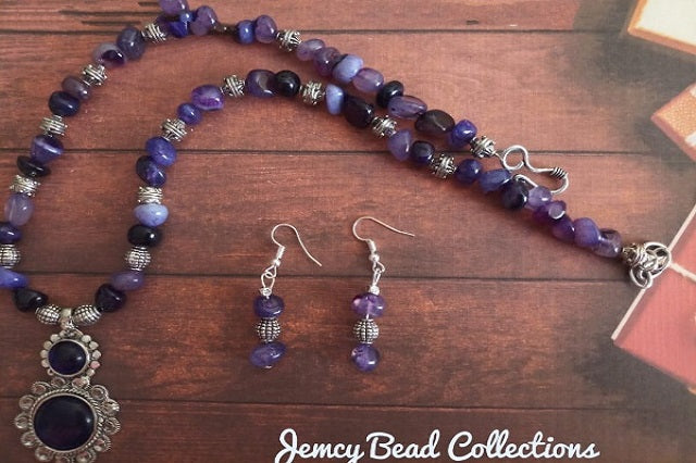 Purple Tumble Agate Bead Neckwear