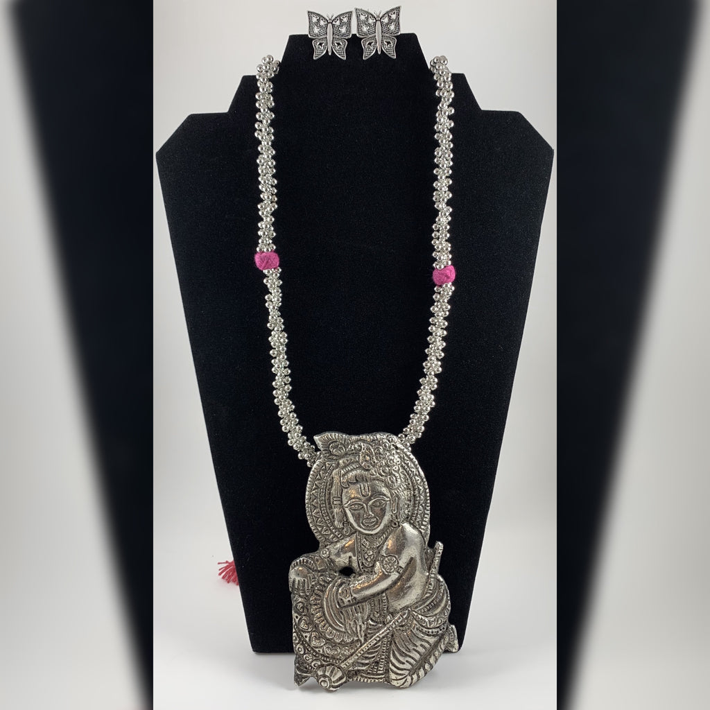 Lord Krishna Oxidised Necklace Set