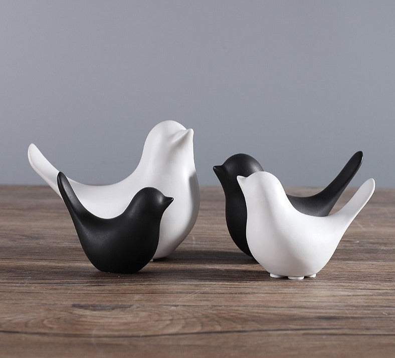 Nordic White Ceramic Bird Figurines