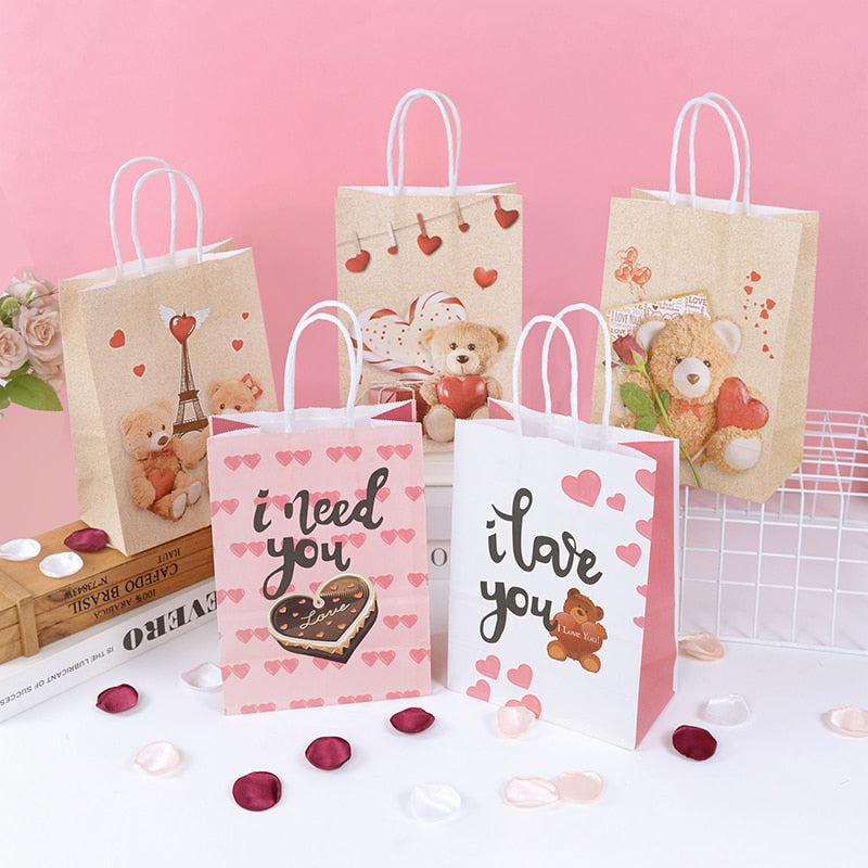 Love Heart Kraft Paper Bags - Valentine Box Ideas
